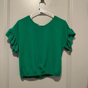 Green Ruffle sleeve Top